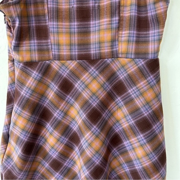 Urban Outfitters Purple Orange Brown Plaid Hook & Eye Spaghetti Strap Mini Dress - Picture 10 of 16